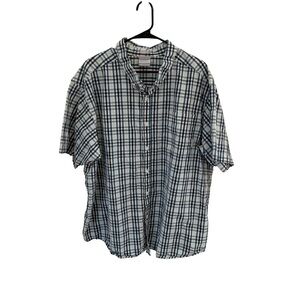 Columbia Men’s 3X Regular Fit Plaid Short Sleeve Button Up Shirt Blue Stretch